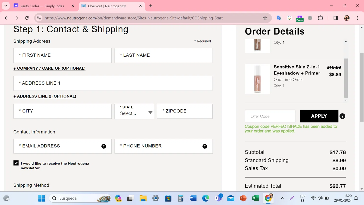 where to use Neutrogena promo code box