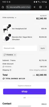 FRANKIE coupon verification screenshot