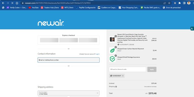 Newair checkout page showing Newair discount code box | Screenshot taken by SimplyCodes community member on Jun 2, 2023