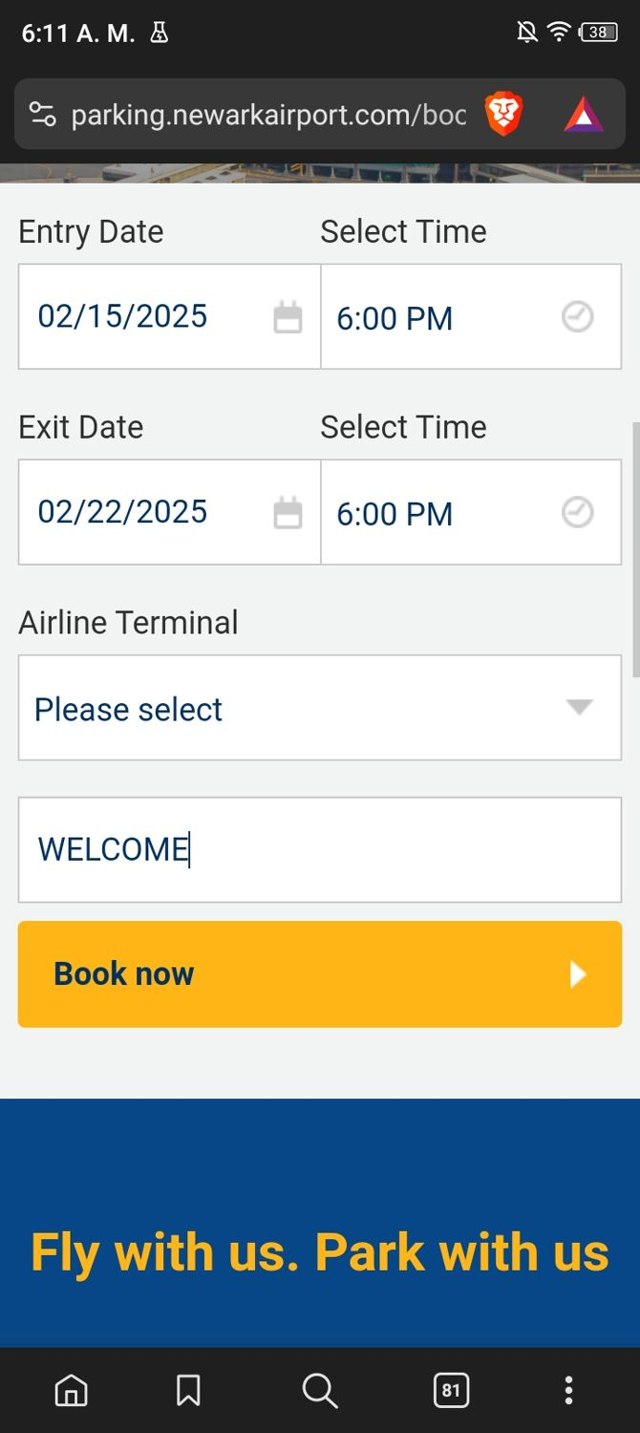 Newark Airport Parking checkout page showing Newark Airport Parking promo code box | Screenshot taken by SimplyCodes community member on Feb 15, 2025