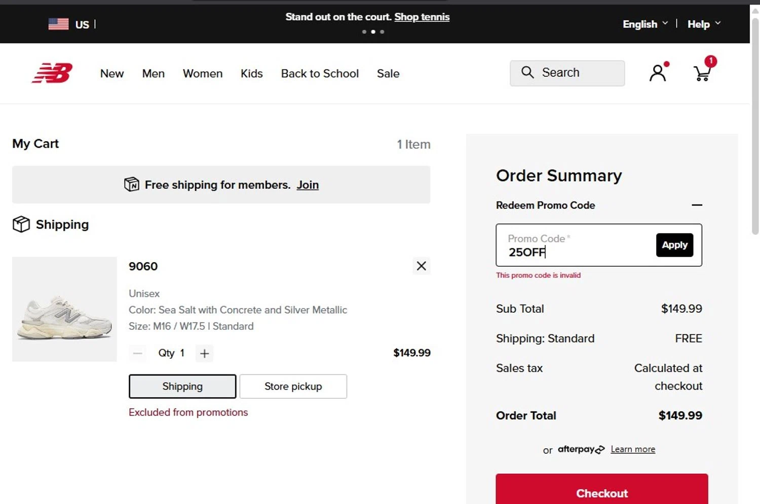 New Balance promo code screenshot showing code 25OFF applied at New Balance checkout page. Uploaded by SimplyCodes community member Axlqbi on Jul 4, 2025