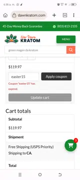 New Dawn Kratom coupon verification screenshot