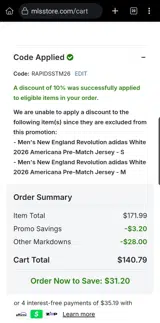 RAPIDSSTM26 coupon verification screenshot