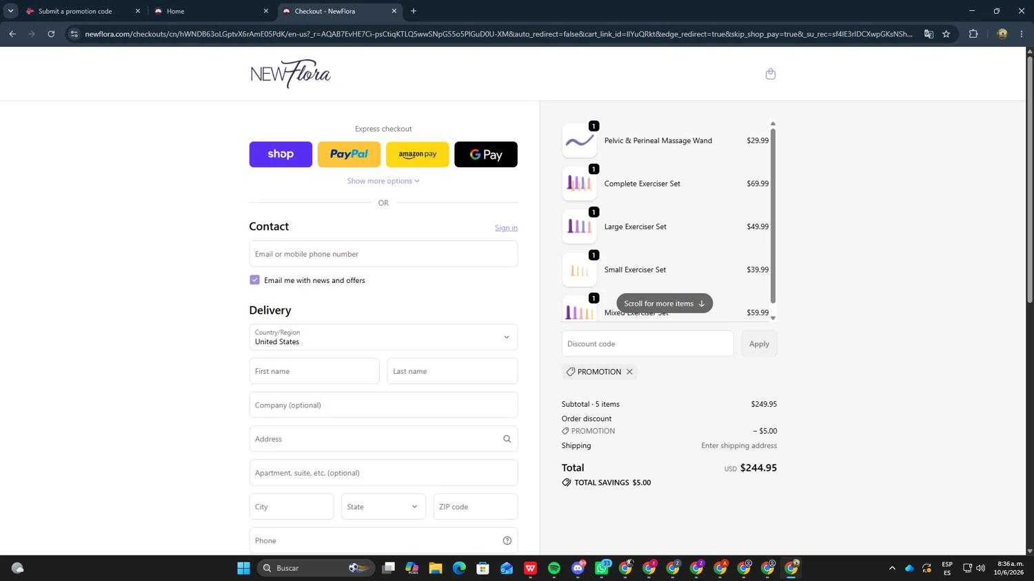 NewFlora promo code screenshot showing code PROMOTION applied at NewFlora checkout page. Uploaded by SimplyCodes community member zxxx27 on Jun 10, 2026