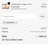 SUMMER20 coupon verification screenshot
