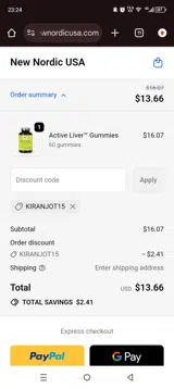 Kiranjot15 coupon verification screenshot
