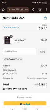 Kiranjot15 coupon verification screenshot