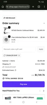 CRAWLER-SHIP coupon verification screenshot