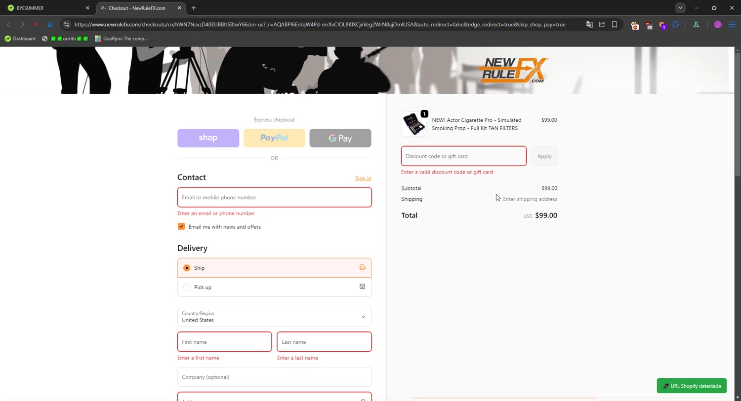 NewRuleFX.com discount code screenshot showing code BYESUMMER applied at NewRuleFX.com checkout page. Uploaded by SimplyCodes community member WonderMaverick6123 on Jan 8, 2026