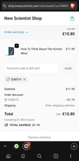 SUBS10 coupon verification screenshot