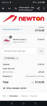 Fastfall coupon verification screenshot