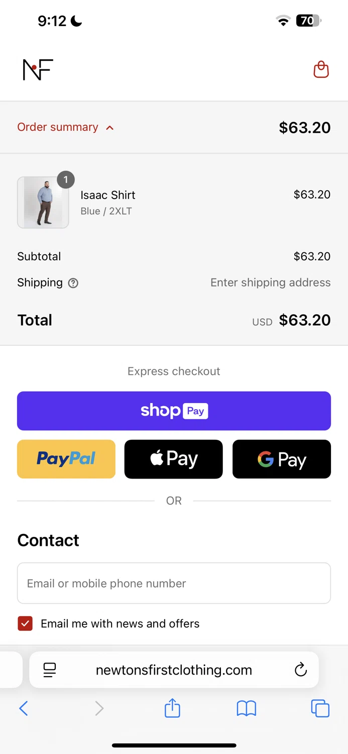 Newton's First promo code screenshot showing code NF20 applied at Newton's First checkout page. Uploaded by SimplyCodes community member corotoo on Jul 5, 2025