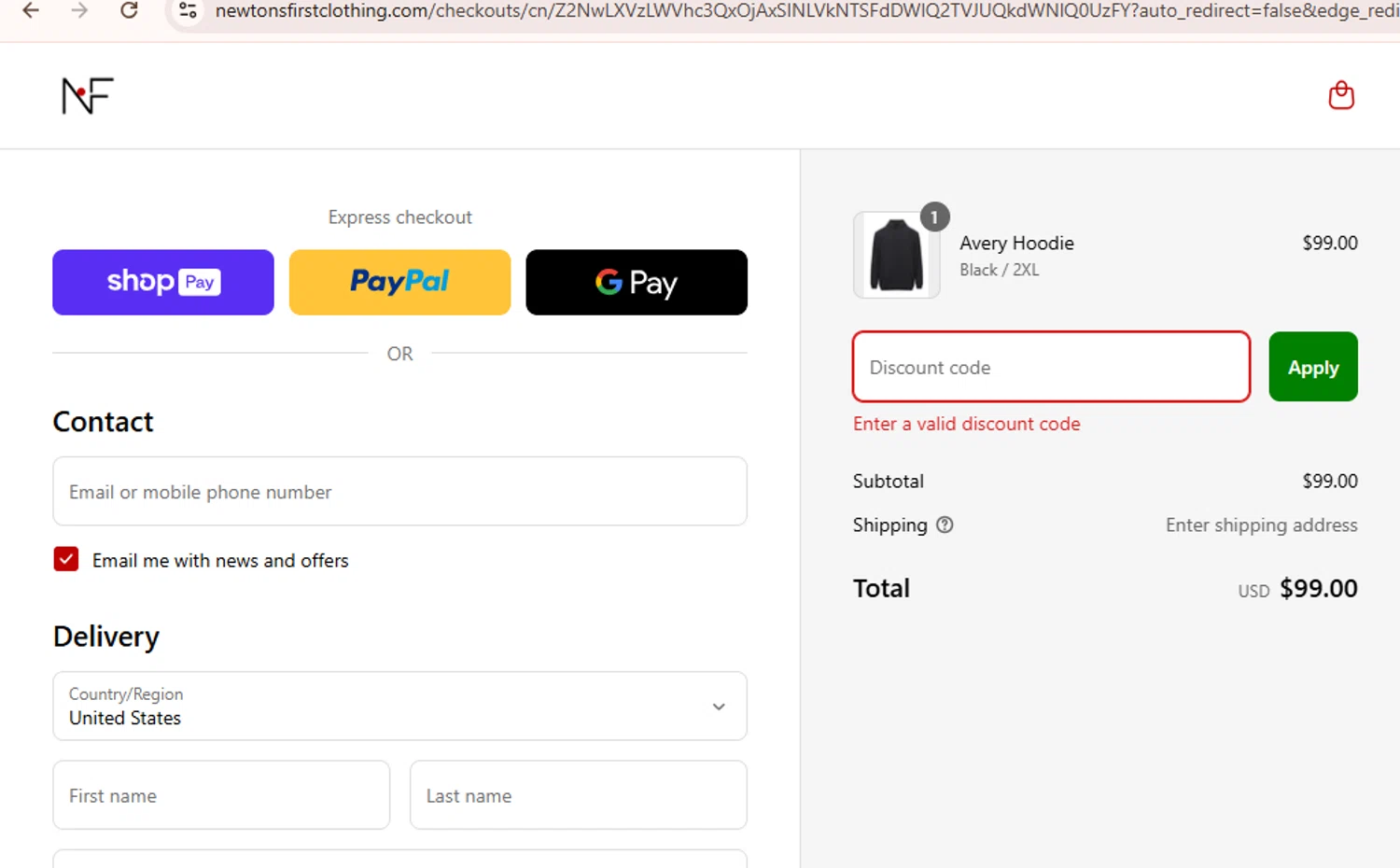 Newton's First promo code screenshot showing code nf25 applied at Newton's First checkout page. Uploaded by SimplyCodes community member SwiftSage9854 on Apr 24, 2025