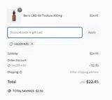 VALERIA30 coupon verification screenshot