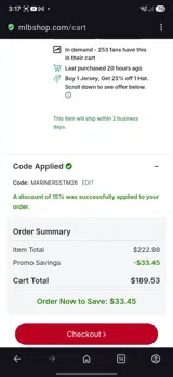 New York Mets coupon verification screenshot