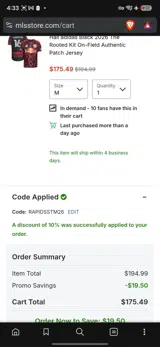 New York Red Bulls coupon verification screenshot