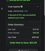 CREWSTM26 coupon verification screenshot
