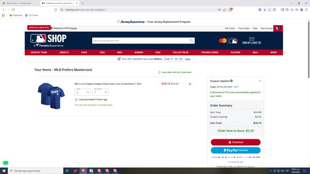 New York Yankees checkout page showing New York Yankees promo code box | Screenshot taken by SimplyCodes community member on Sep 29, 2025