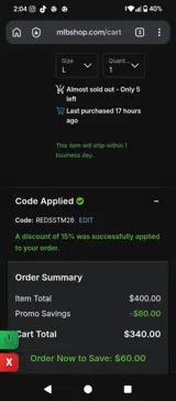 New York Yankees coupon verification screenshot