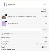 WELCOME10 coupon verification screenshot