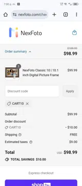 Cart10 coupon verification screenshot