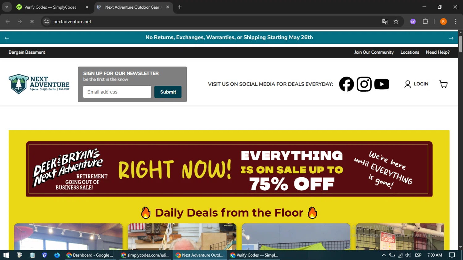 Next Adventure promo code screenshot showing code ADDICTED20 applied at Next Adventure checkout page. Uploaded by SimplyCodes community member BargainLegend6478 on Jun 26, 2025