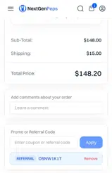 NextGenPeps coupon verification screenshot