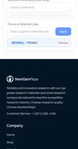 NextGen Peptides coupon verification screenshot