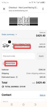 BOOSTED5 coupon verification screenshot