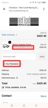 PILOTRASMUS coupon verification screenshot