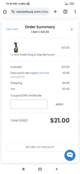 nextzett USA coupon verification screenshot