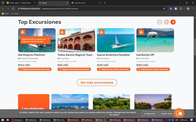 Nexus Tours checkout page showing Nexus Tours promo code box | Screenshot taken by SimplyCodes community member on Jan 14, 2025