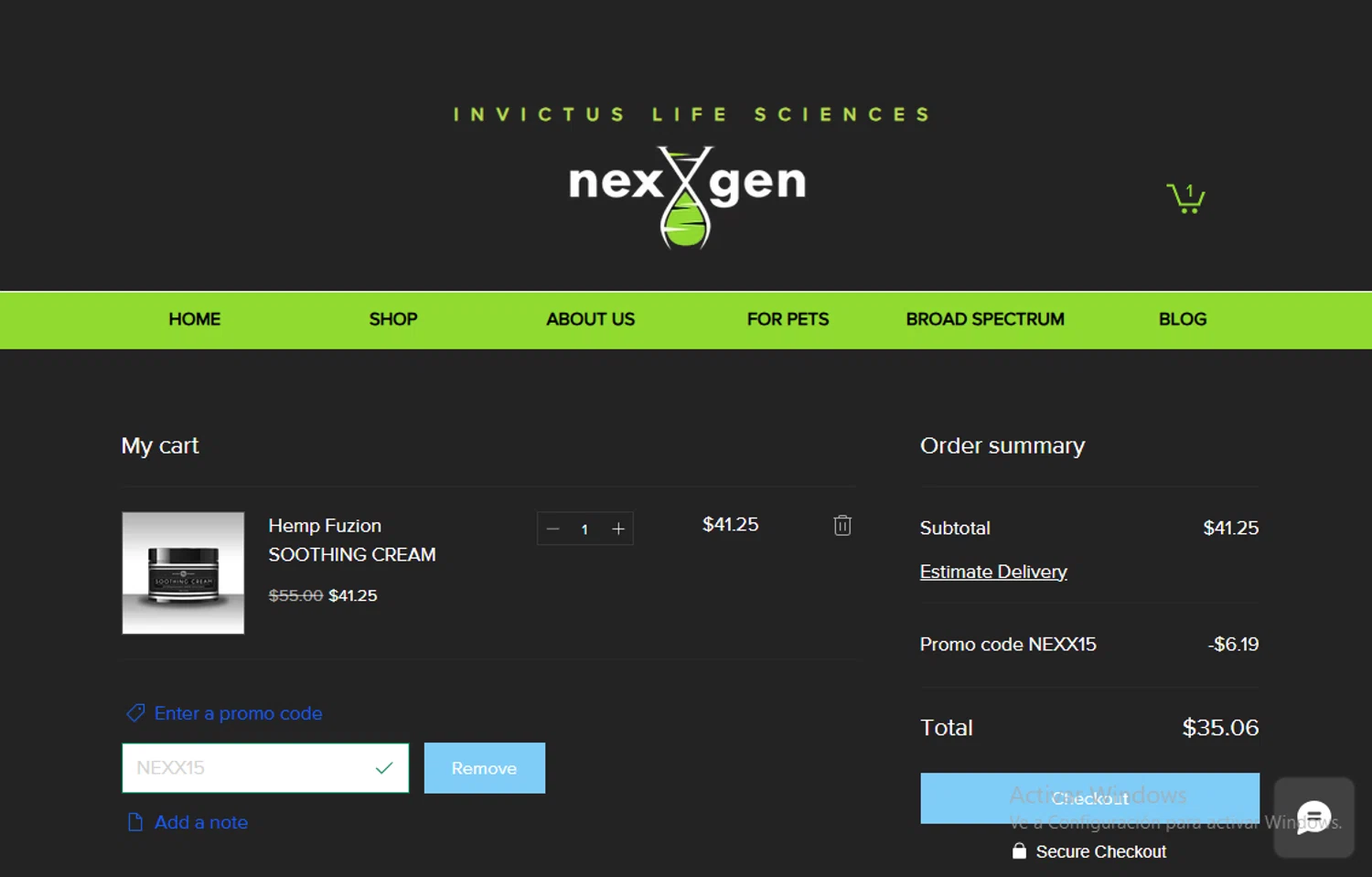 NexxGen promo code screenshot showing code NEXX15 applied at NexxGen checkout page. Uploaded by SimplyCodes community member Gary_23 on Jun 21, 2025