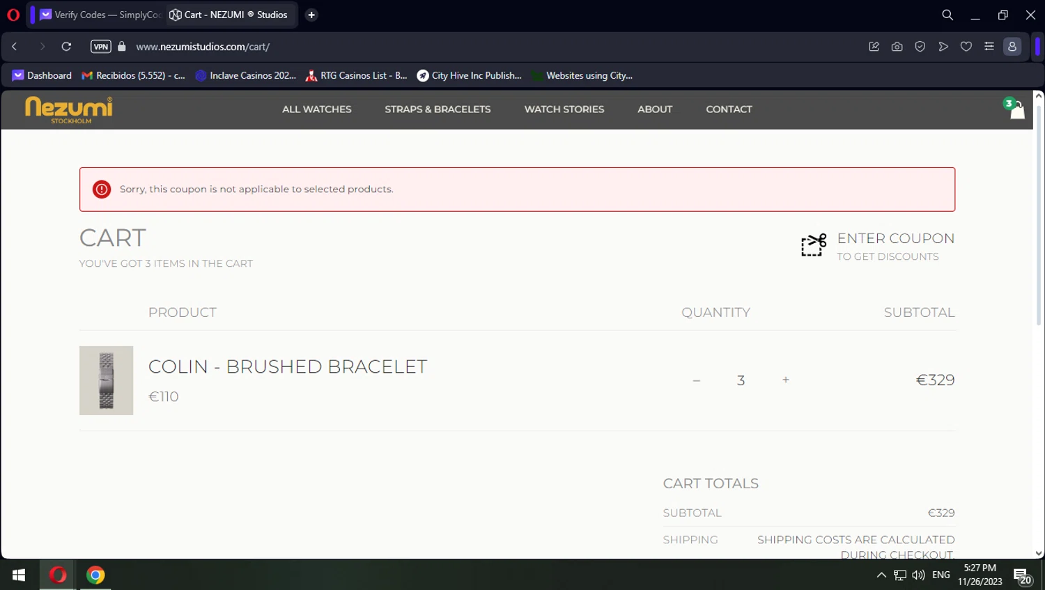 Nezumi Studios checkout page showing Nezumi Studios promo code box | Screenshot taken by SimplyCodes community member on Nov 26, 2023