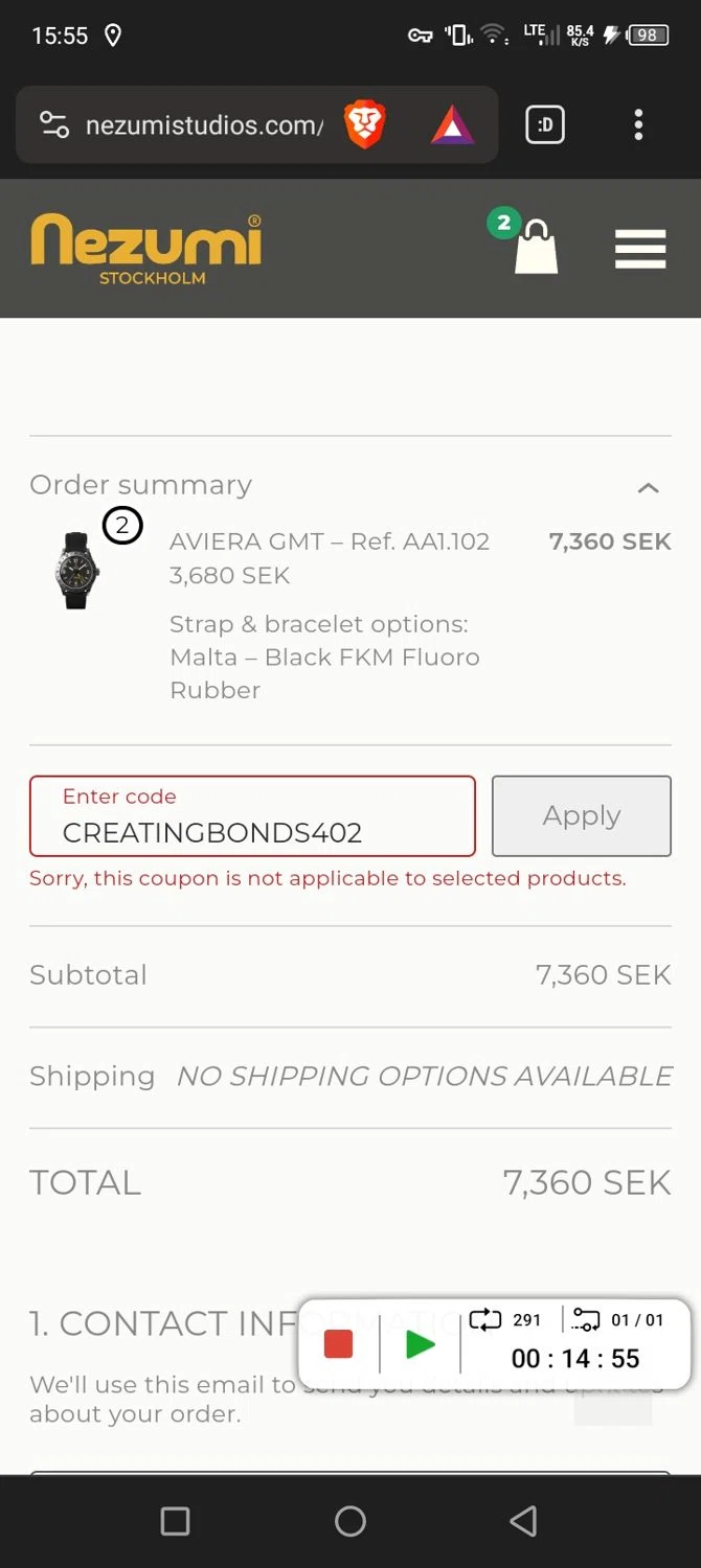 Nezumi Studios checkout page showing Nezumi Studios promo code box | Screenshot taken by SimplyCodes community member on Oct 22, 2023