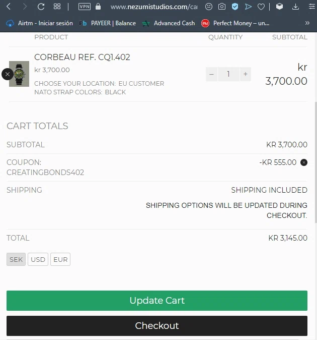 Nezumi Studios checkout page showing Nezumi Studios promo code box | Screenshot taken by SimplyCodes community member on Jul 20, 2020