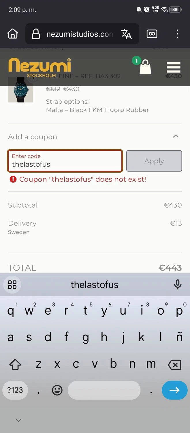 Nezumi Studios promo code screenshot showing code thelastofus applied at Nezumi Studios checkout page. Uploaded by SimplyCodes community member FundoEsperanza on Feb 1, 2025