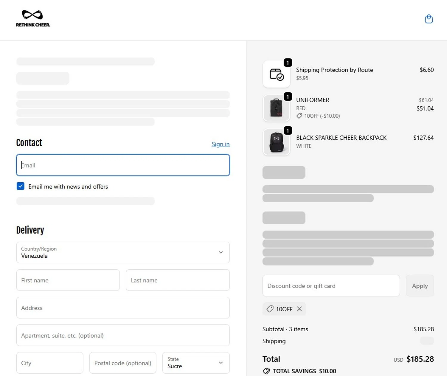 Nfinity coupon code screenshot showing code 10OFF applied at Nfinity checkout page. Uploaded by SimplyCodes community member josemiguelaponte on Oct 27, 2025