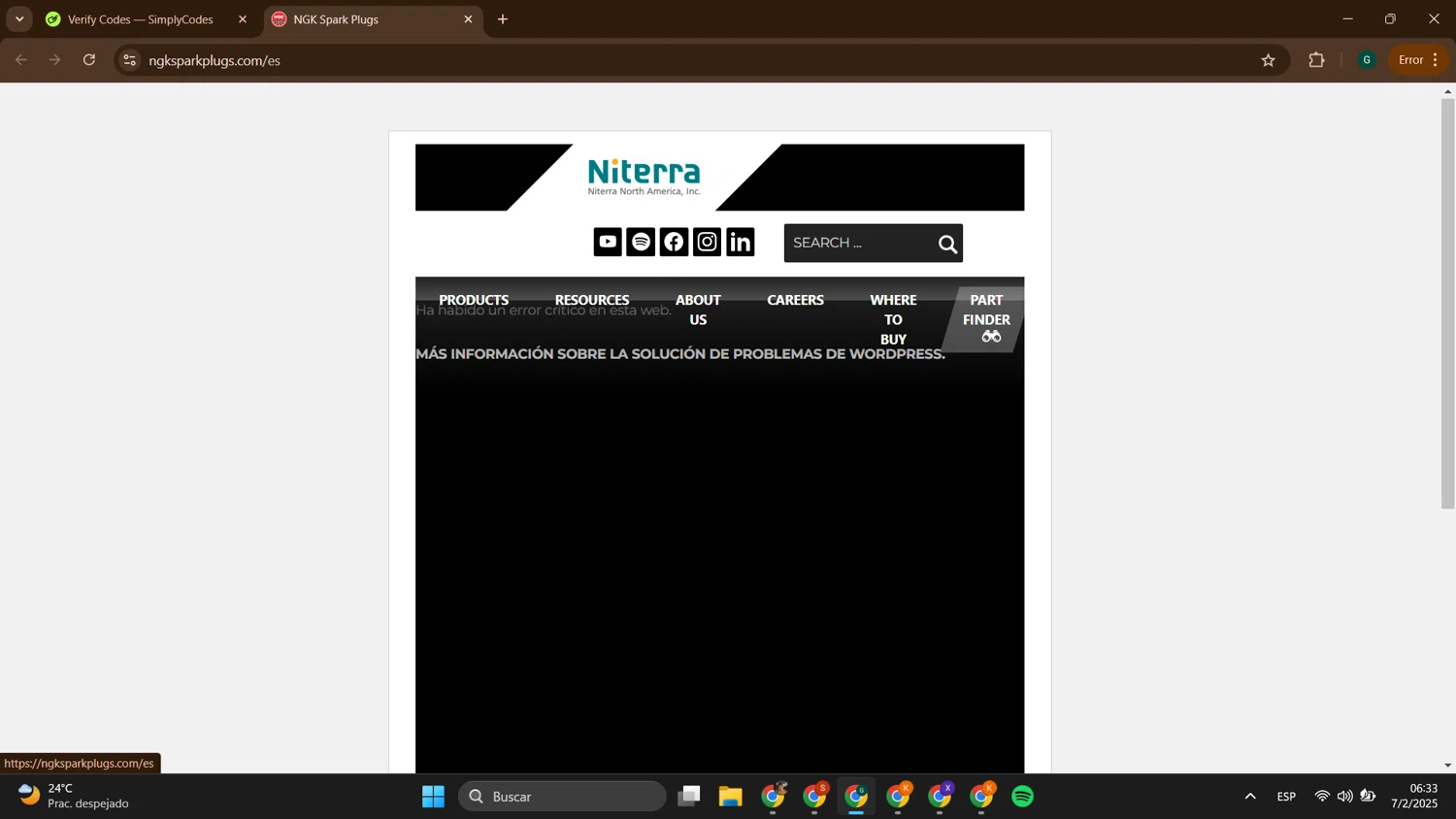 NGK Spark Plugs promo code screenshot showing code SHOP4SPRING applied at NGK Spark Plugs checkout page. Uploaded by SimplyCodes community member ThriftyTitan786 on Feb 7, 2025