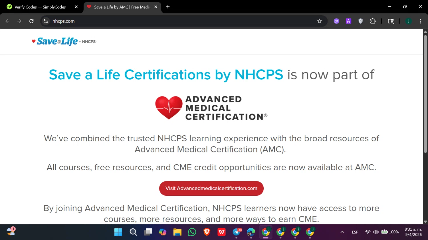 Nhcps.com promo code screenshot showing code BLSRE10 applied at Nhcps.com checkout page. Uploaded by SimplyCodes community member hanzell03 on Apr 9, 2026