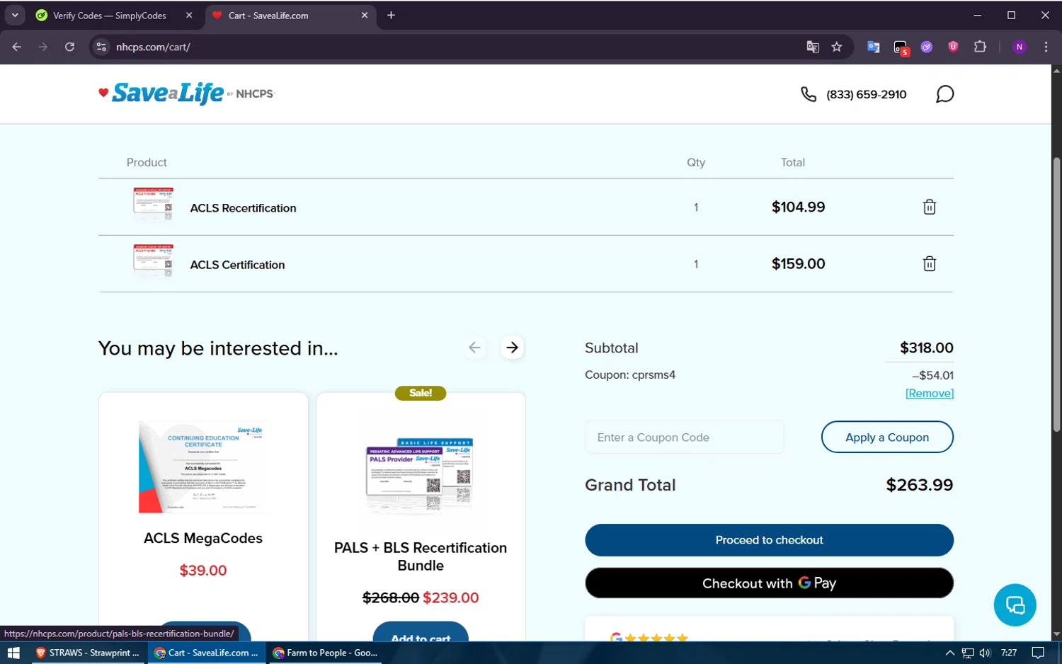 Nhcps.com discount code screenshot showing code CPRsms4 applied at Nhcps.com checkout page. Uploaded by SimplyCodes community member Voucher200 on Nov 15, 2025