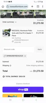 SPRINGREFRESH2525 coupon verification screenshot