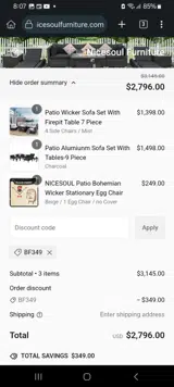 BF349 coupon verification screenshot