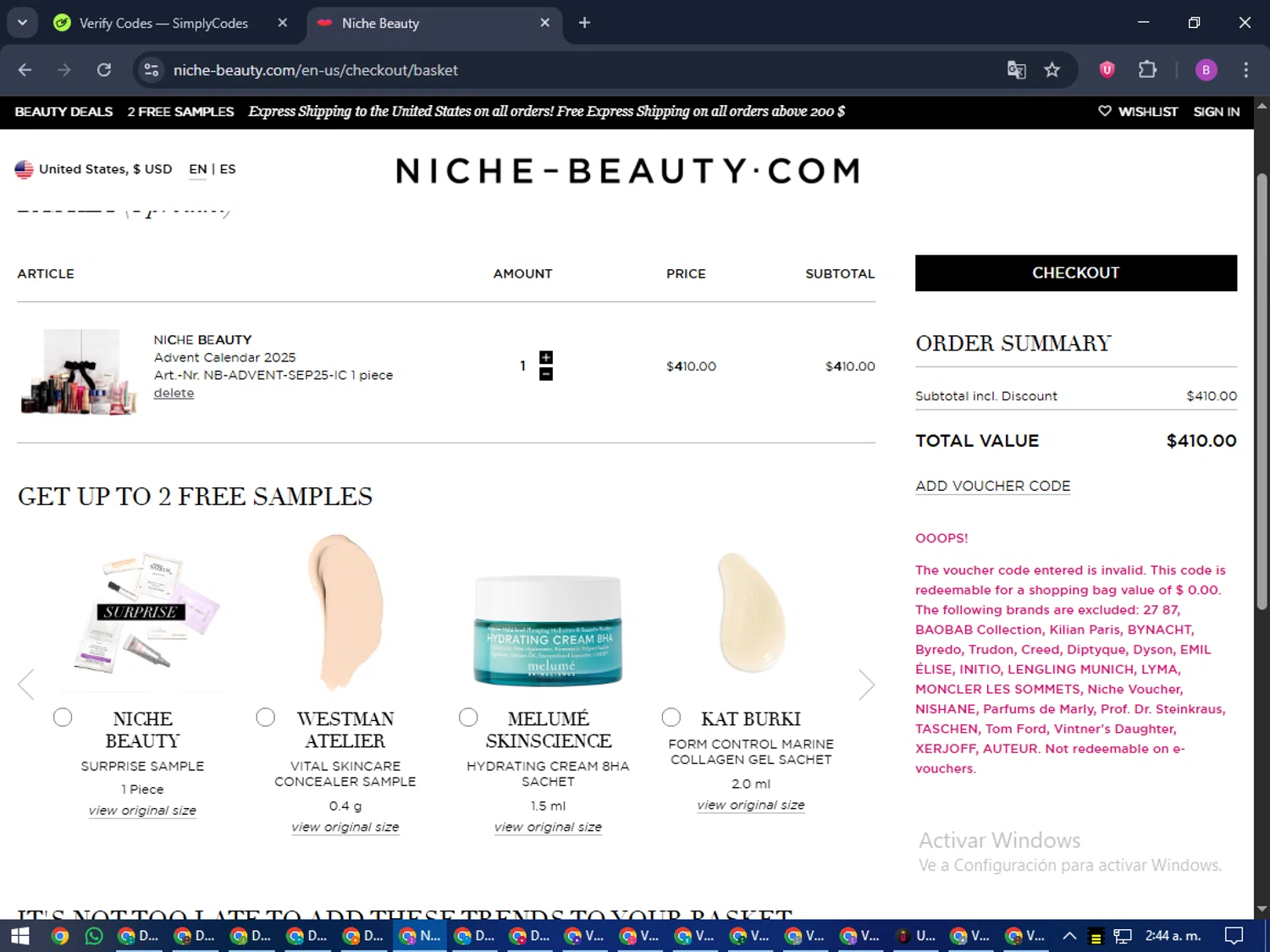 Niche - Beauty.com discount code screenshot showing code WANBx153U2y applied at Niche - Beauty.com checkout page. Uploaded by SimplyCodes community member travisscott on Sep 19, 2025