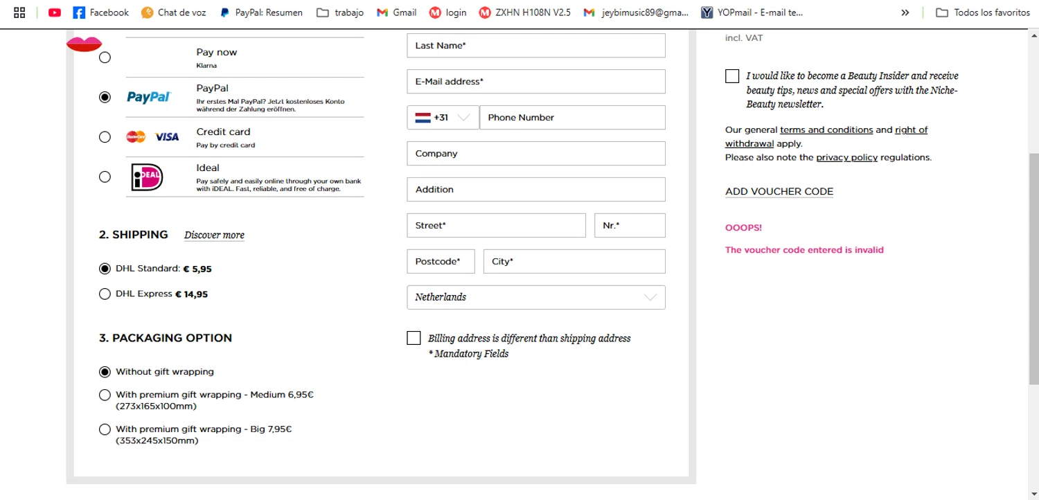 Niche - Beauty.com discount code screenshot showing code LOVE15 applied at Niche - Beauty.com checkout page. Uploaded by SimplyCodes community member luislopez669902715 on Feb 25, 2025