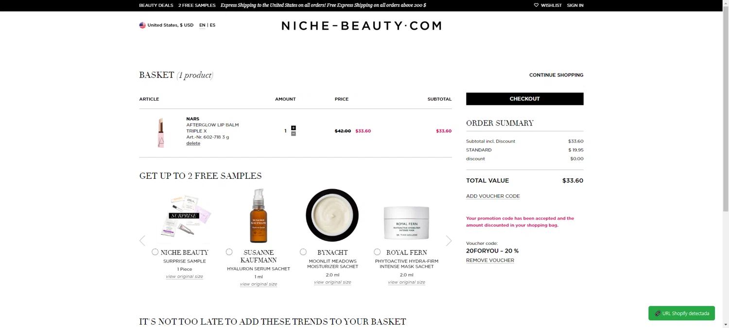 Niche - Beauty.com checkout page showing Niche - Beauty.com discount code box | Screenshot taken by SimplyCodes community member on Feb 11, 2026