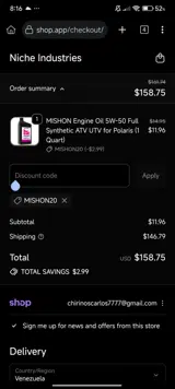 Niche Industries coupon verification screenshot
