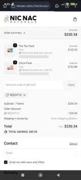 Nic Nac Naturals coupon verification screenshot