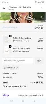 Spring25 coupon verification screenshot