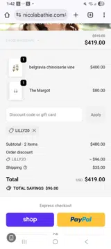 Lilly20 coupon verification screenshot